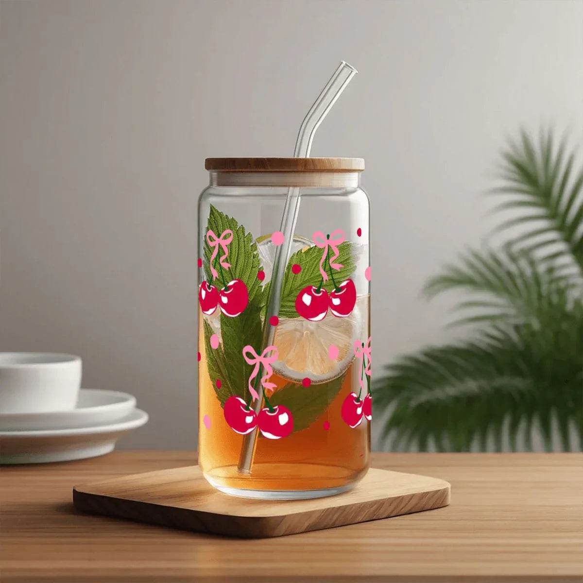 Pretty In Cherries Glass Sipper - Puppy's Aesthetics