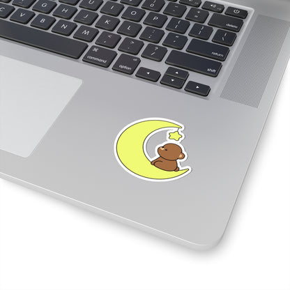 Cute Bear on Moon Kiss-Cut Sticker - Puppy's Aesthetics