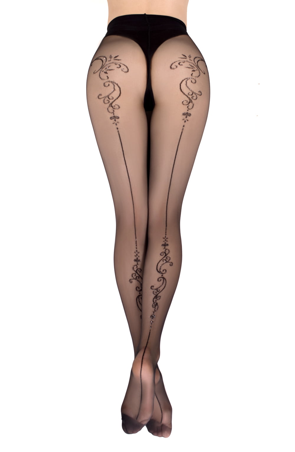 Hold Ups with Lace Tops and Silicone Strips (Black)