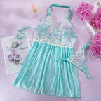 Mint Desire Embroidered Lingerie Set