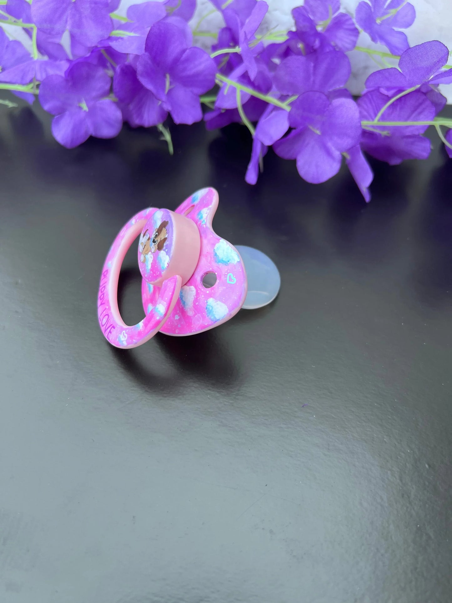 Hand Painted Adult Pacifier - Puppy Love - Puppy's Aesthetics