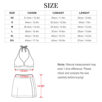 Kawaii Bubbles Halter Skirt Swimsuit Set