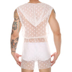 Midnight Whispers Men’s Lace Mesh Bathrobe