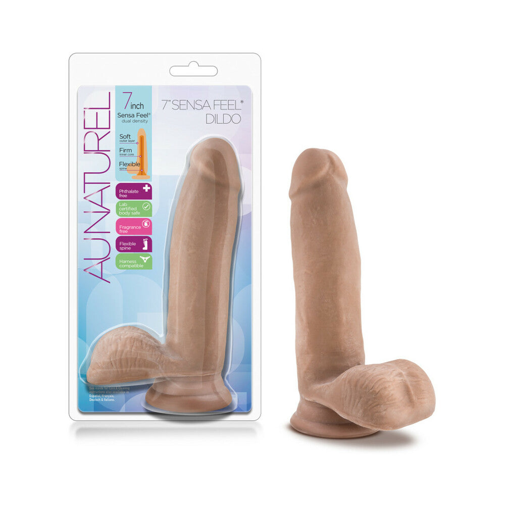 Au Naturel 7 " Posable Dual Density Dildo with Balls Tan