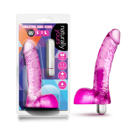 Naturally Yours Vibrating Ding Dong 6.5 " Dildo with Balls & Vibrator Pink