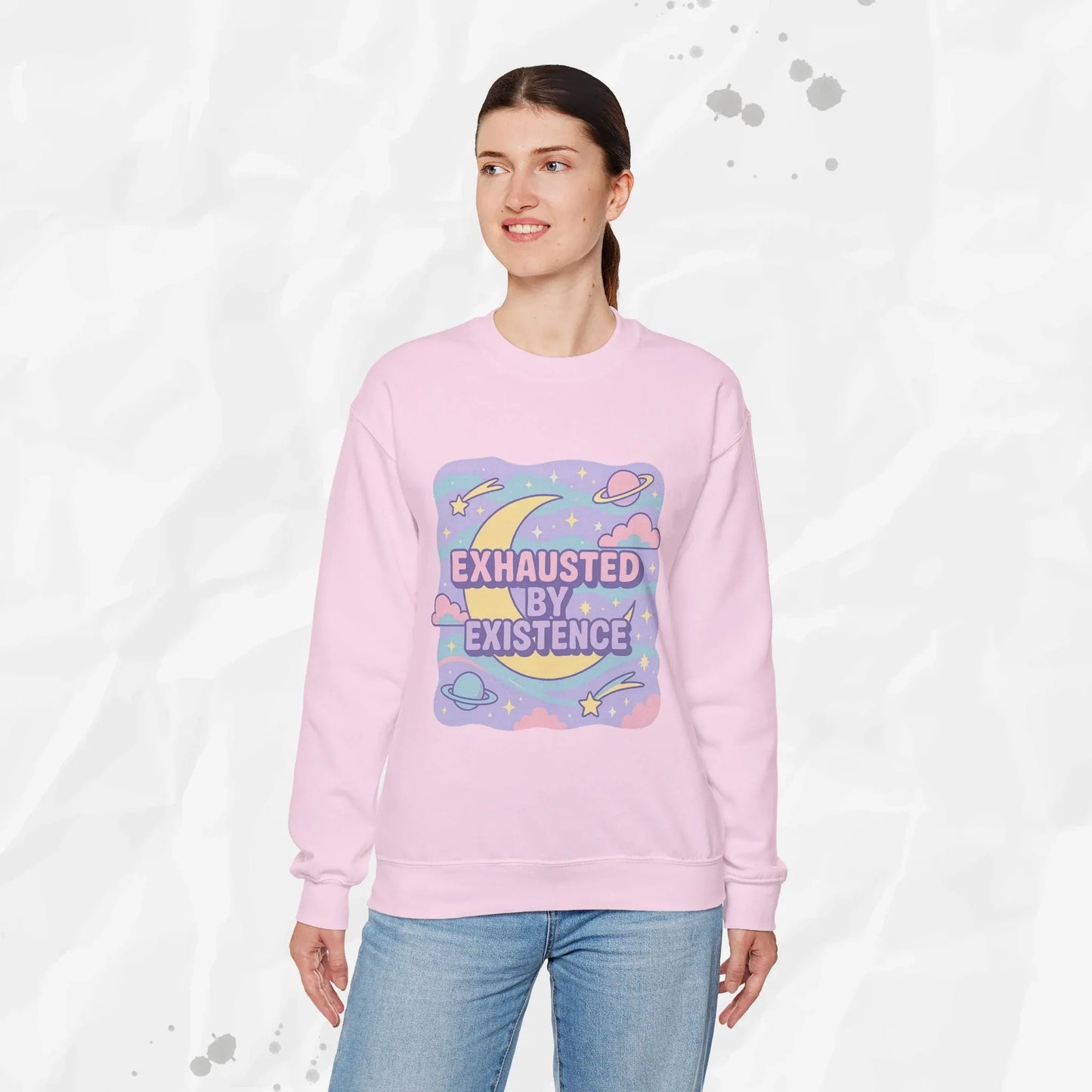 Exhausted by Existence Crew Sweater (Colors) - Puppy's Aesthetics