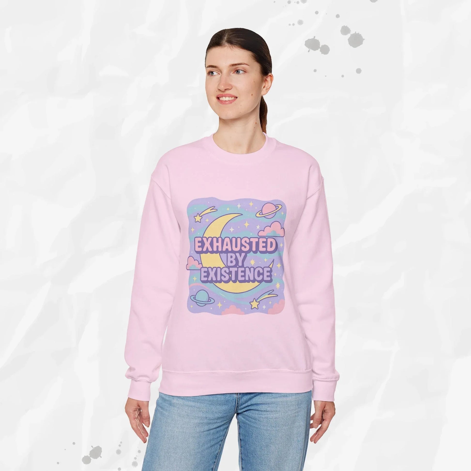 Exhausted by Existence Crew Sweater (Colors) - Puppy's Aesthetics
