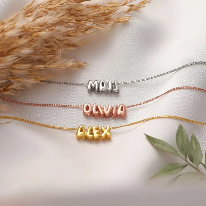 Bubble Love 3D Name Necklace - Puppy's Aesthetics