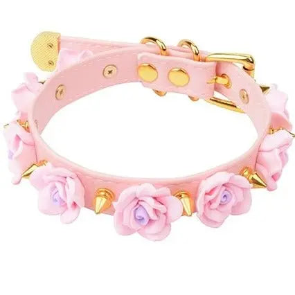 Pastel Goth Spiked Rose Collar (Colors) Light Yellow Color