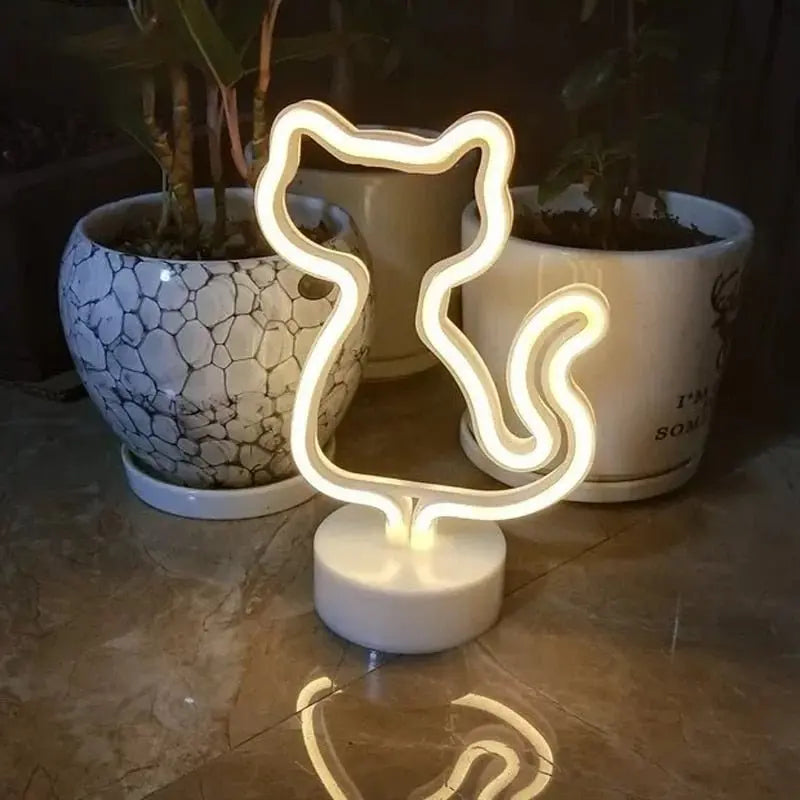 LED Cat Neon Sign warm cat base B