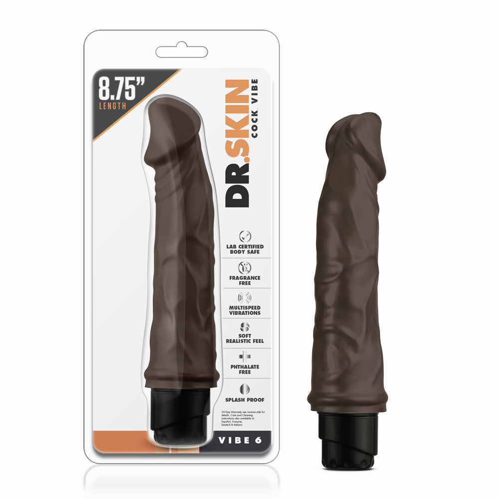 Dr. Skin Cock Vibe 6 Realistic 8.75 " Vibrating Dildo Brown