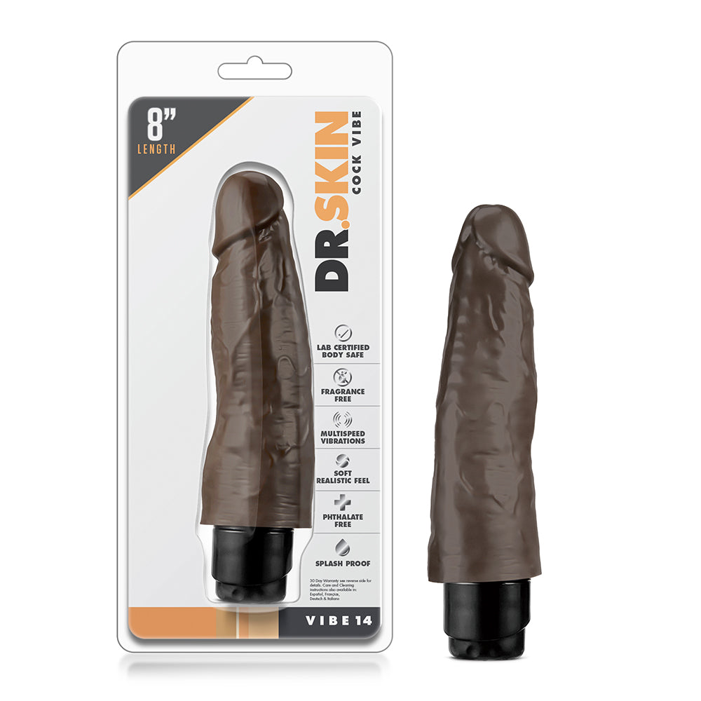 Dr. Skin Cock Vibe 14 Realistic 8 " Vibrating Dildo Brown