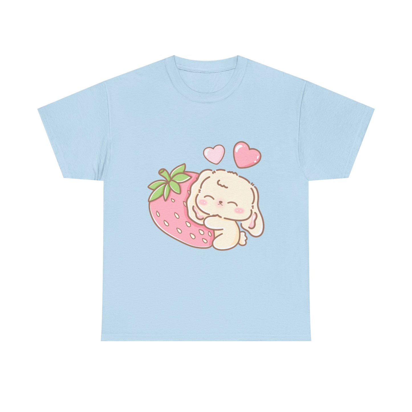 Cute Bunny Strawberry Play Tee - Puppy's Aesthetics