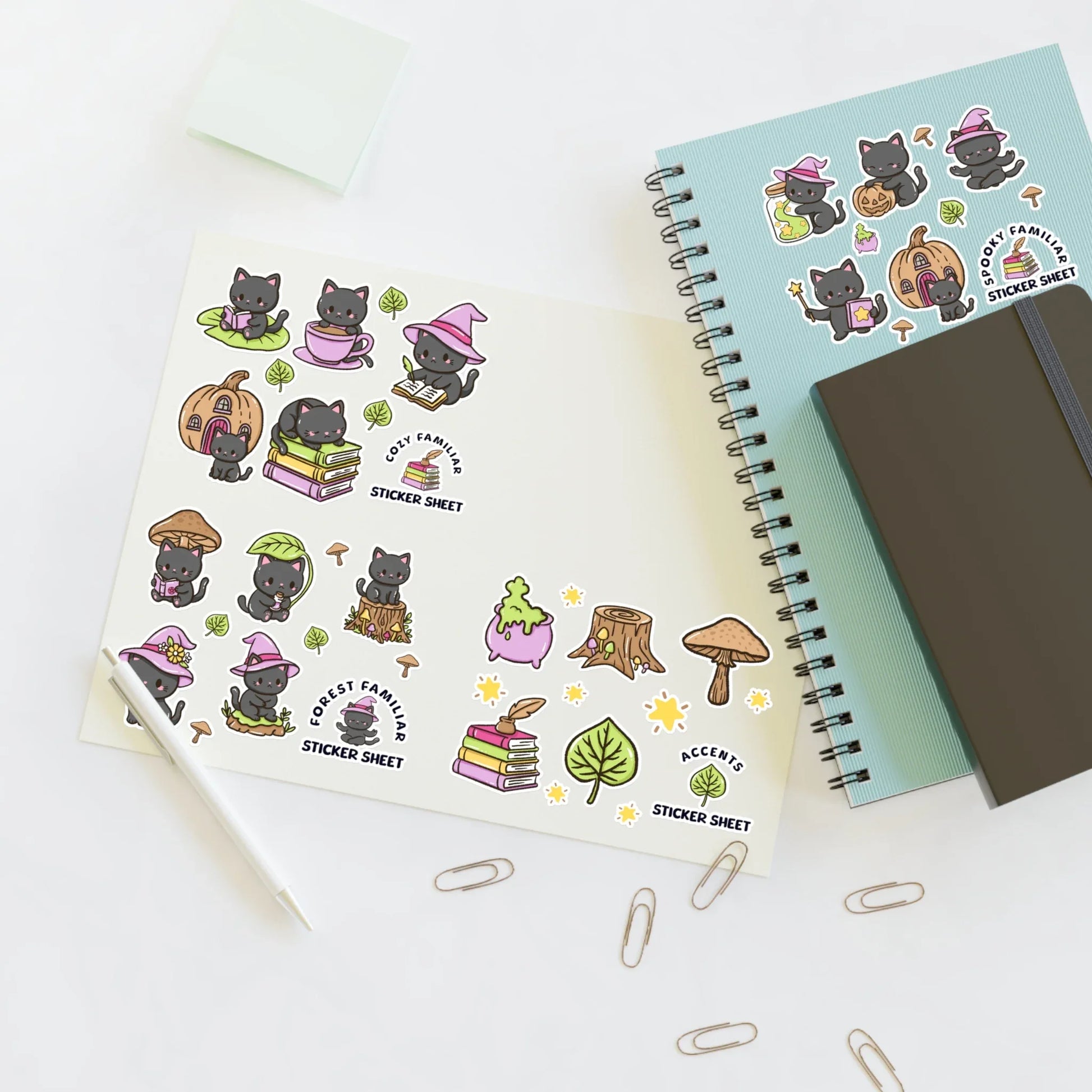 Kitty Cozy Familiar Sticker Sheet - Puppy's Aesthetics