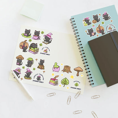 Kitty Cozy Familiar Sticker Sheet - Puppy's Aesthetics