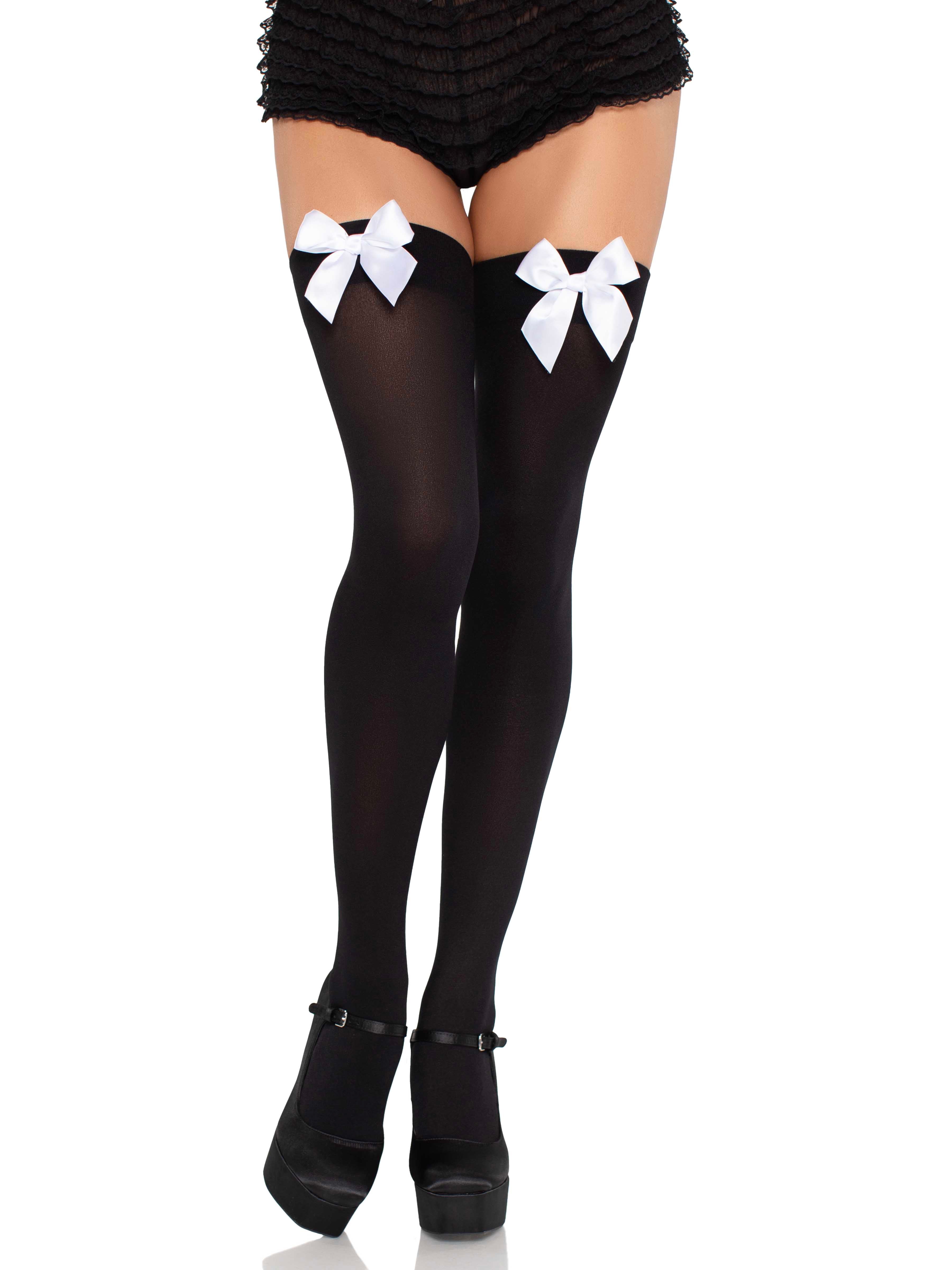 Kay Opaque Bow Thigh Highs