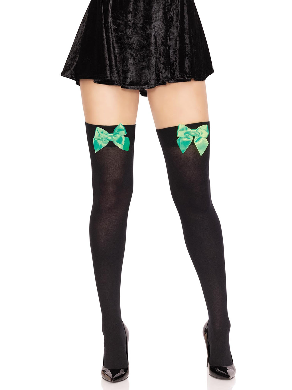 Kay Opaque Bow Thigh Highs