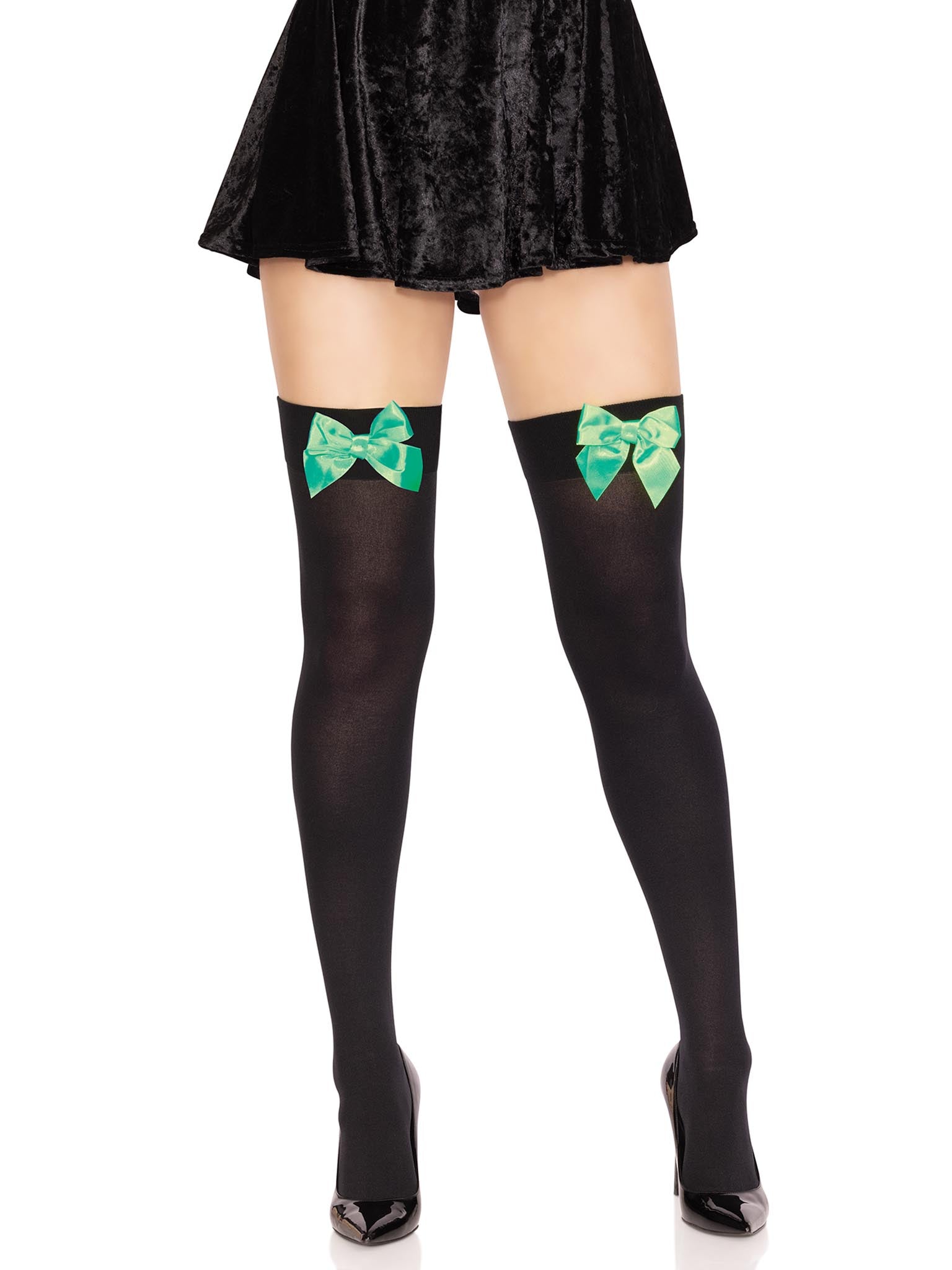 Kay Opaque Bow Thigh Highs