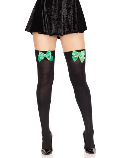Kay Opaque Bow Thigh Highs