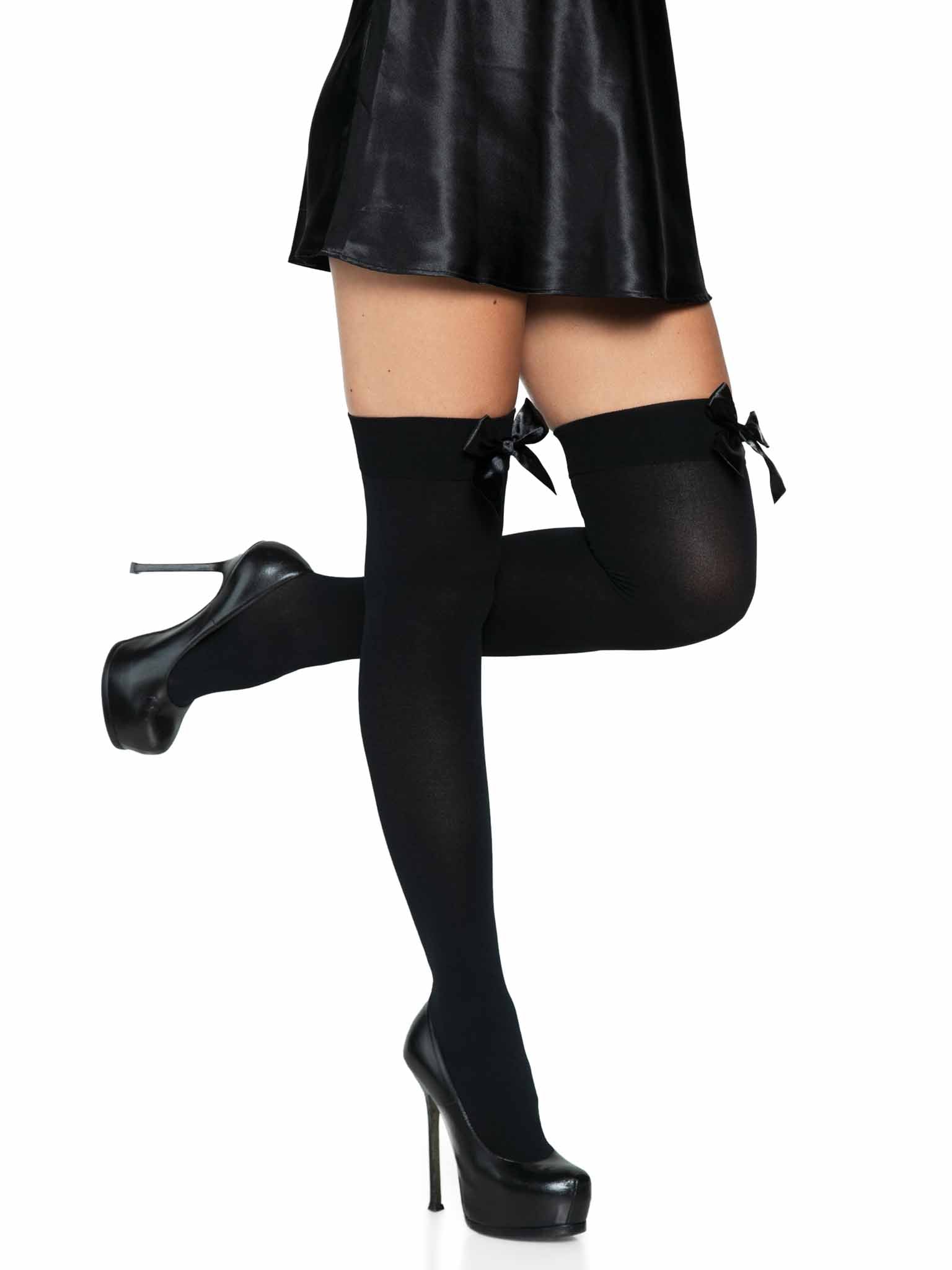 Kay Opaque Bow Thigh Highs