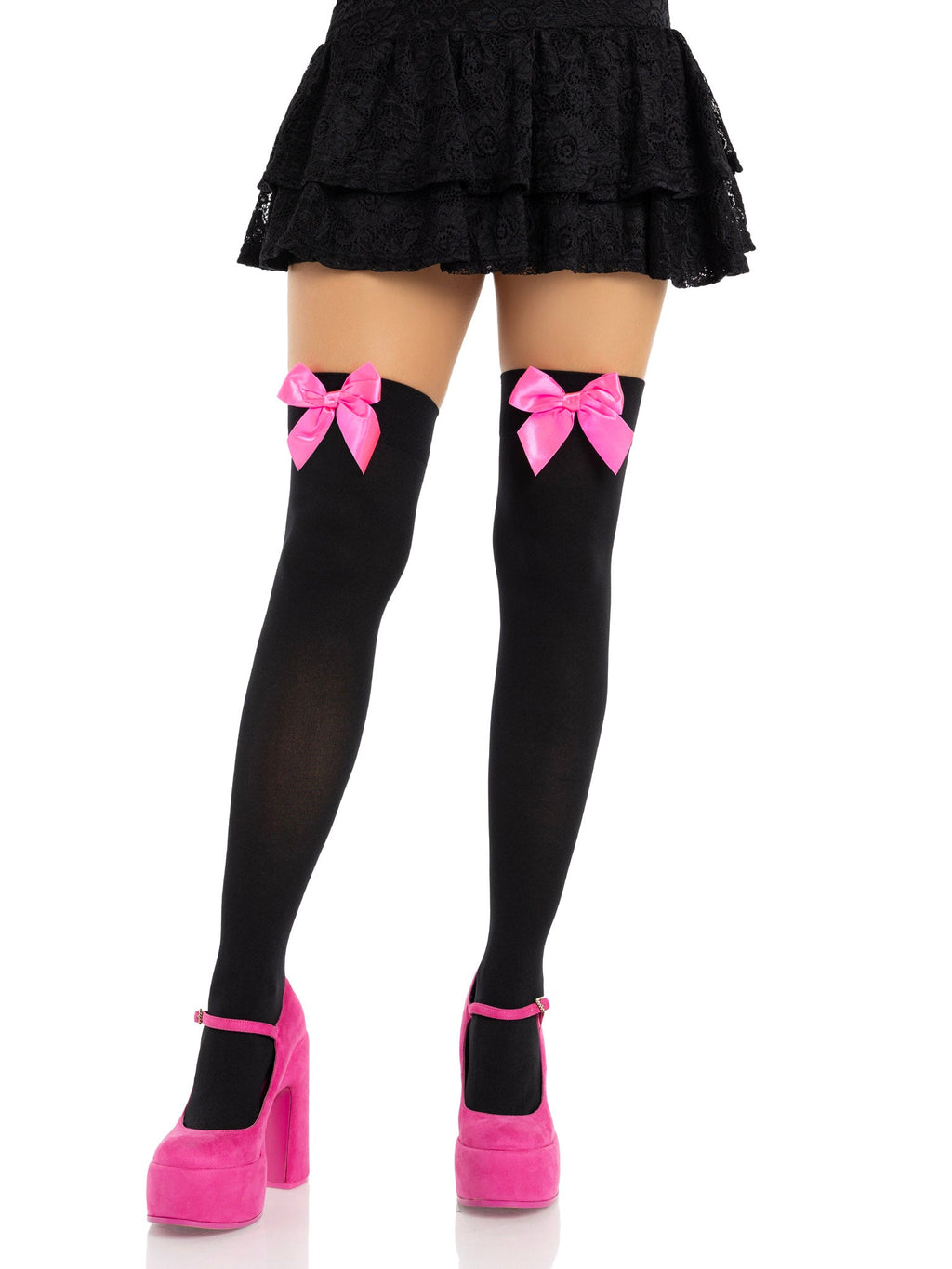 Kay Opaque Bow Thigh Highs