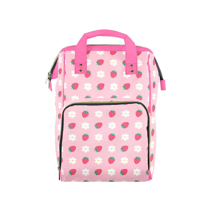 Strawberry Plaid Large Diaper Bag - Puppy's Aesthetics