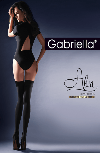Alva Microfibre Hold-Ups with Silicone Band (Black)