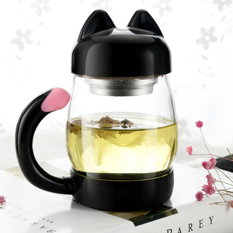 Whisker Sips Kawaii Tail Tea Cup – 420ML with Filter & Lid