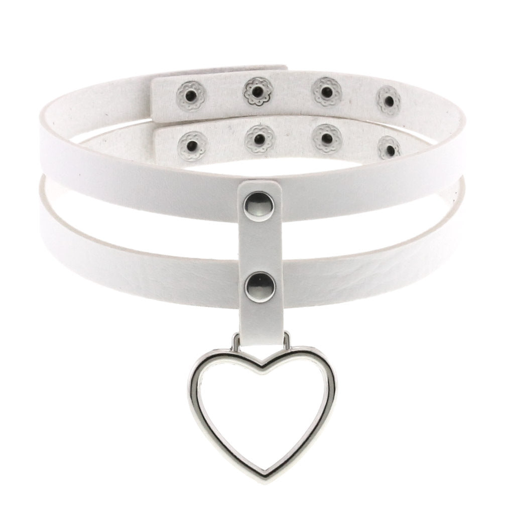 PU Leather Heart Pendant Collar (Colors) - Puppy's Aesthetics