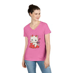 Lil Devil Cat V-Neck Play Tee - Puppy's Aesthetics