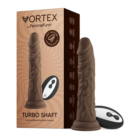 FemmeFunn Vortex Turbo Shaft 2.0 8 " Vibrating Rotating Dildo Brown