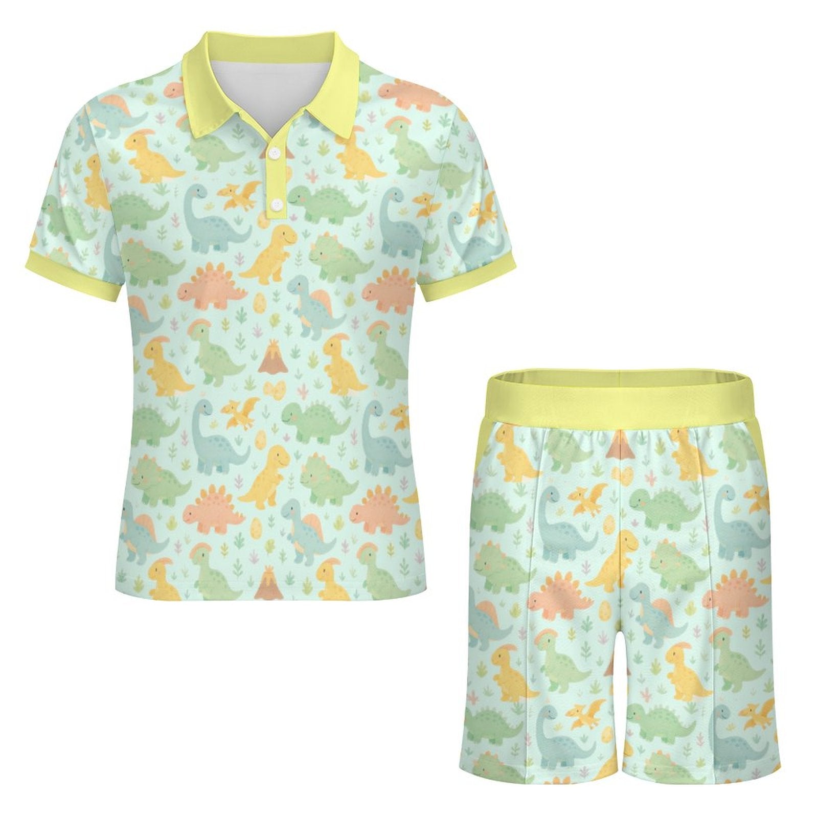 Dino Dreamland Polo Shorties Set