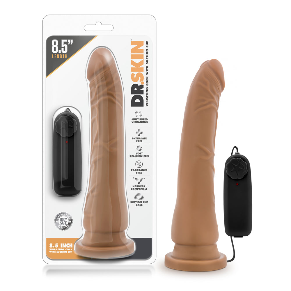 Dr. Skin 8.5 " Vibrating Realistic Cock with Suction Cup Tan