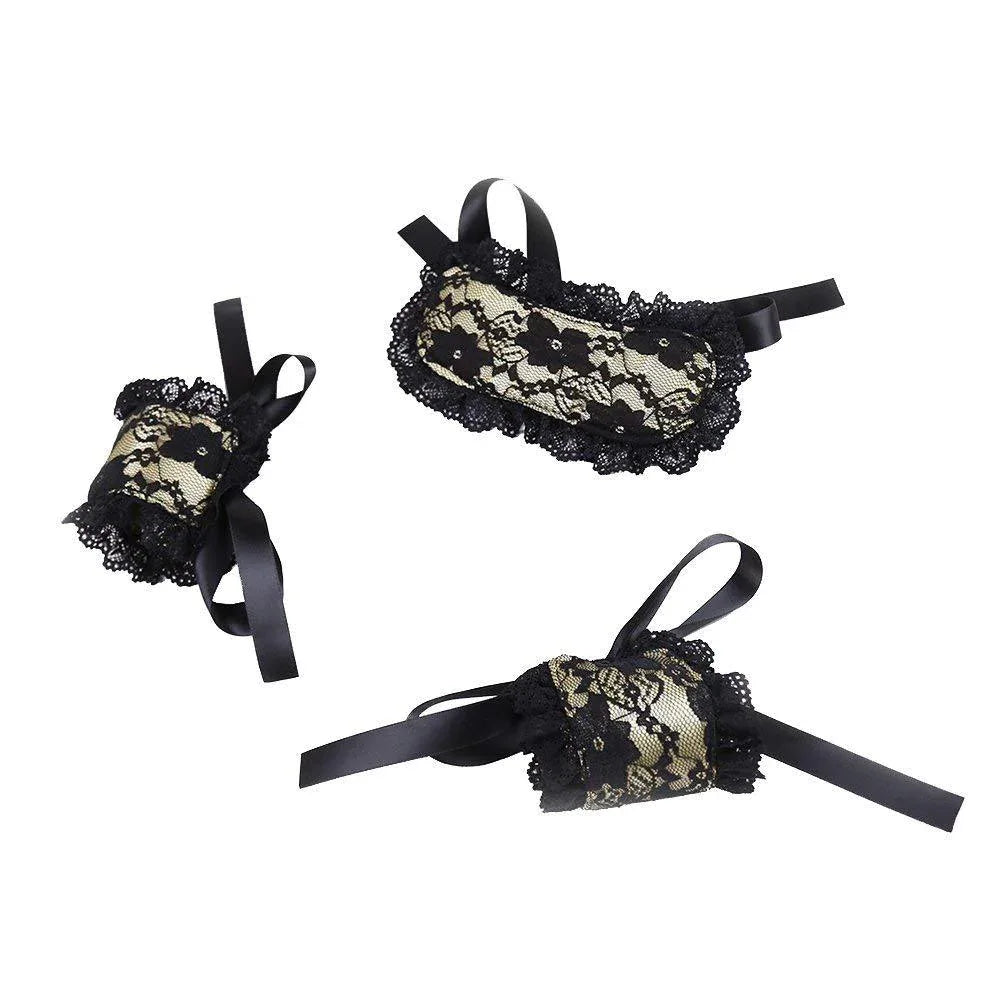 Lace Dreams Blindfold & Cuffs Set - Puppy's Aesthetics