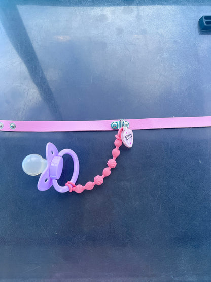 Adult Pacifier Kitty Pink Chewable Strap Collar