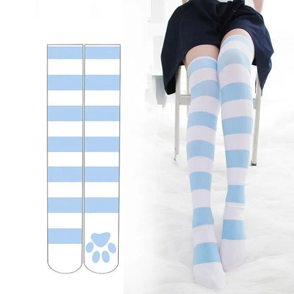 Kawaii Cat Paw Print Stockings (Colors)