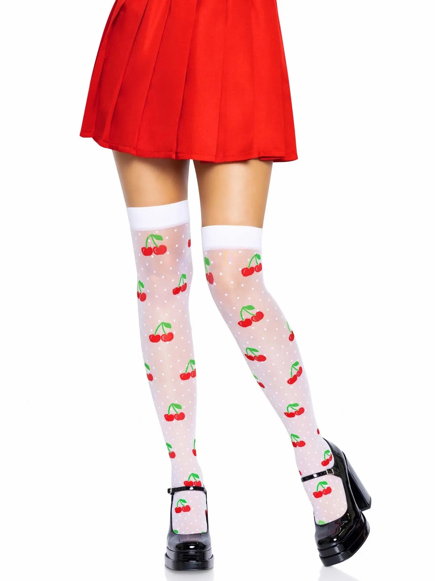 Sweet Cherry Dot Thigh Highs - Puppy's Aesthetics