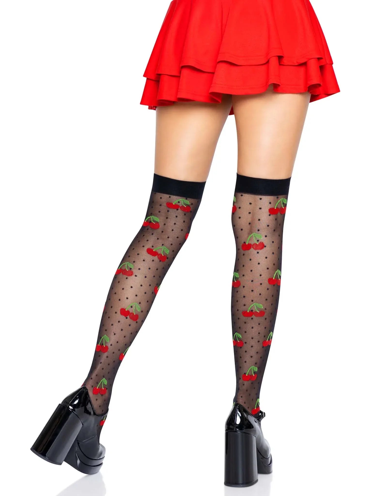 Sweet Cherry Dot Thigh Highs - Puppy's Aesthetics