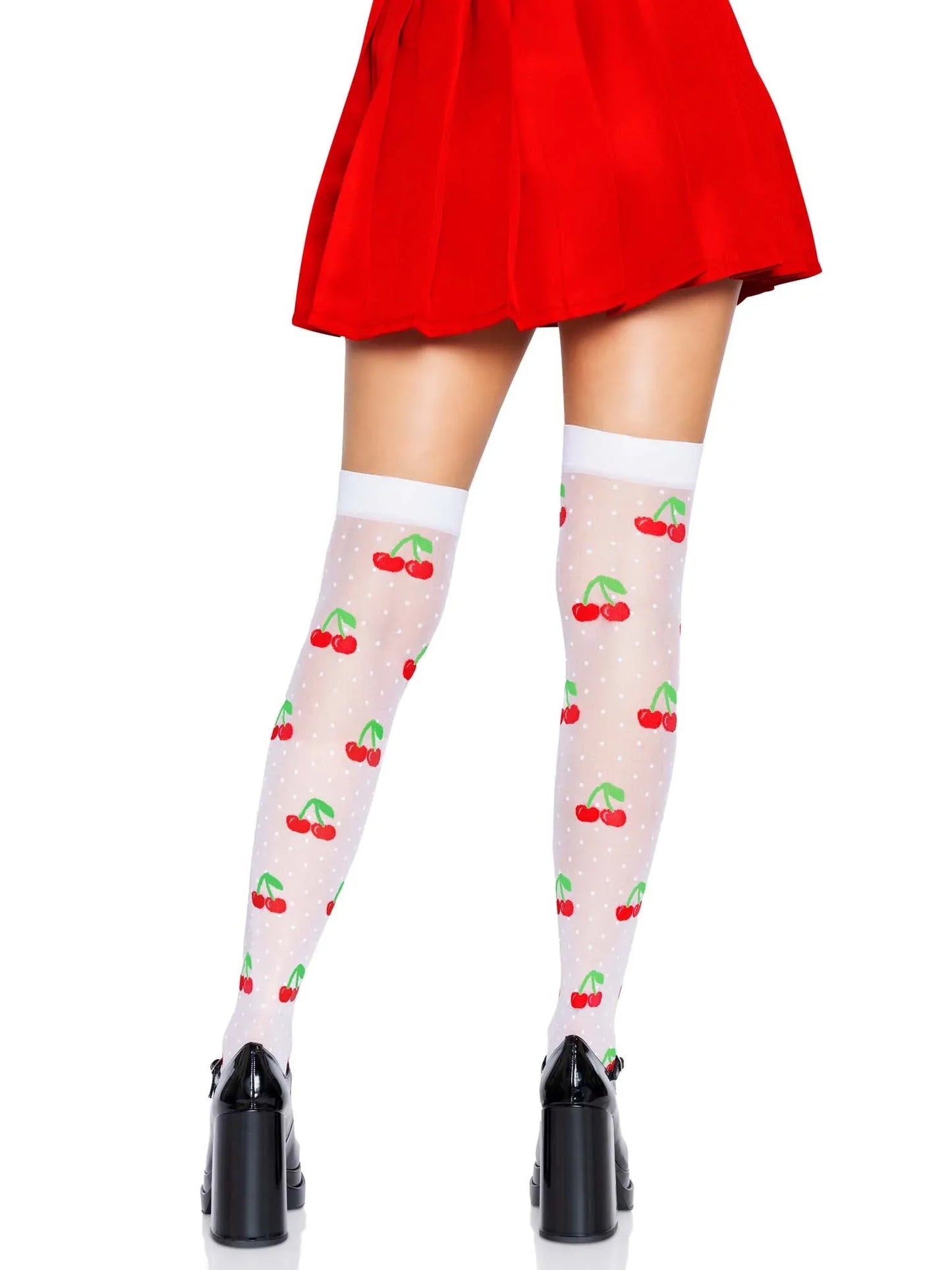 Sweet Cherry Dot Thigh Highs - Puppy's Aesthetics
