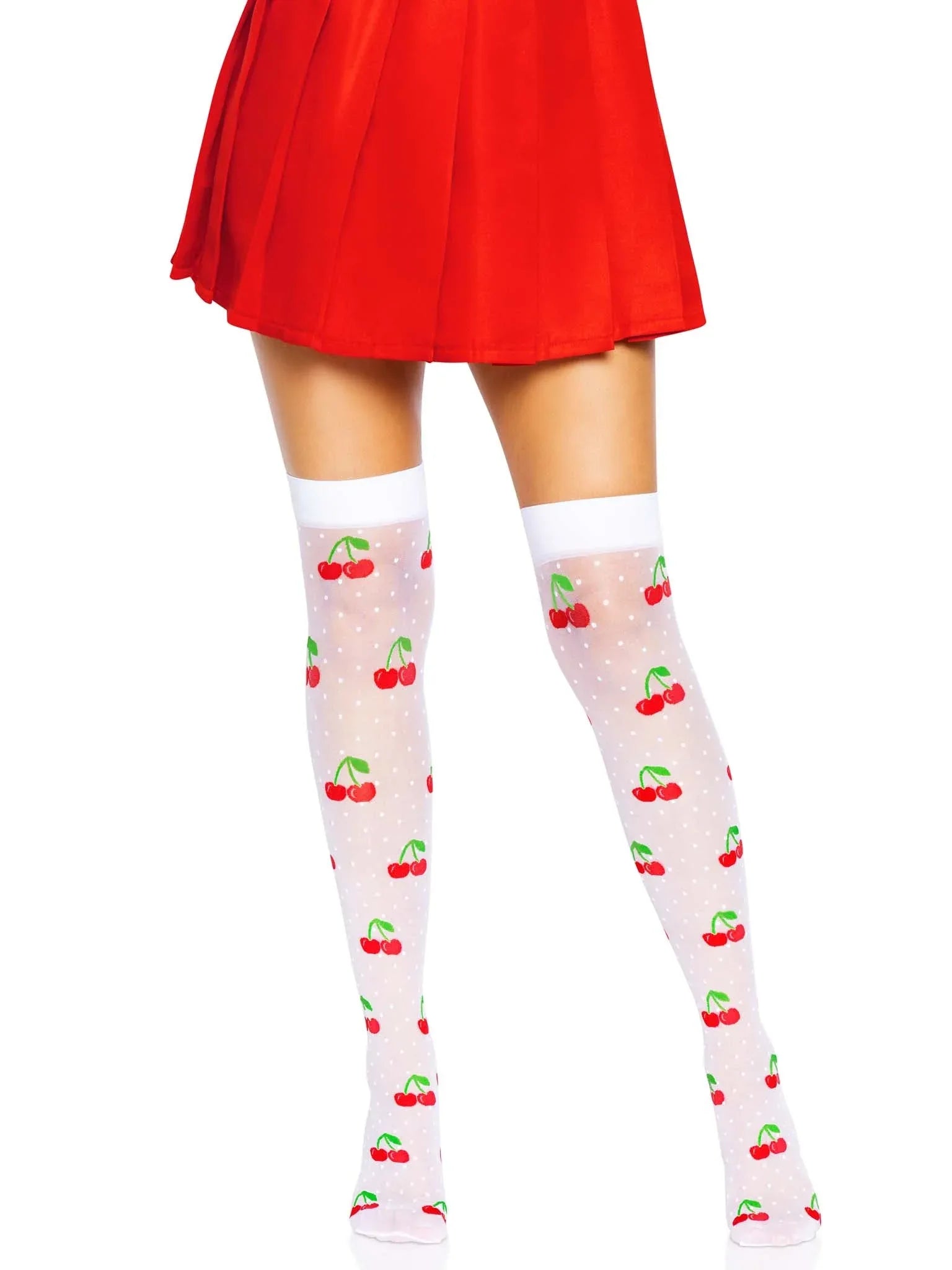 Sweet Cherry Dot Thigh Highs - Puppy's Aesthetics