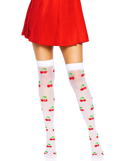 Sweet Cherry Dot Thigh Highs - Puppy's Aesthetics