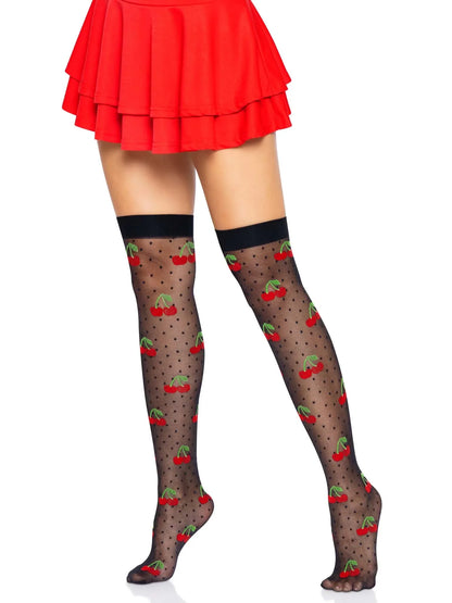 Sweet Cherry Dot Thigh Highs - Puppy's Aesthetics
