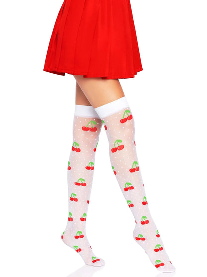 Sweet Cherry Dot Thigh Highs - Puppy's Aesthetics