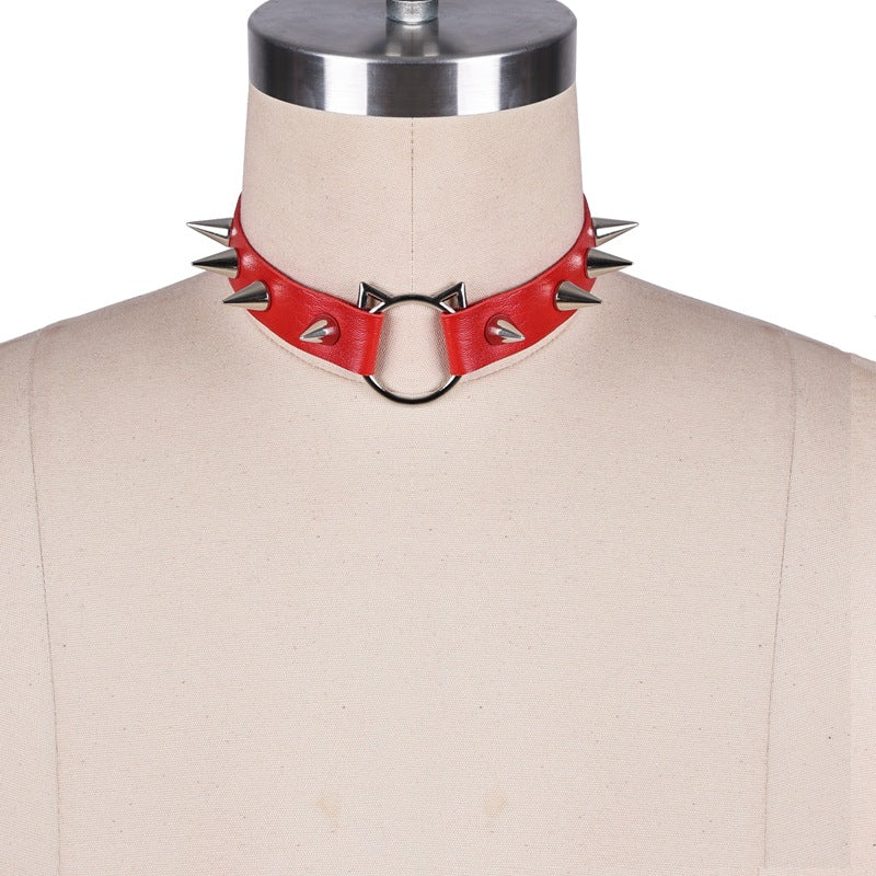 Spiky Kitty Ring Leather Collar (Colors) - Puppy's Aesthetics