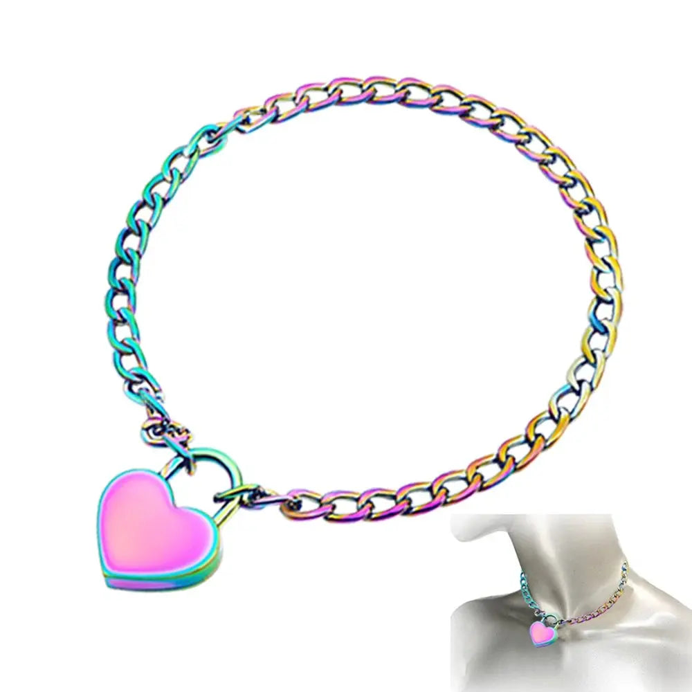 Rainbow Metal Lock Collar + Key (Colors)