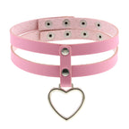 PU Leather Heart Pendant Collar (Colors) - Puppy's Aesthetics