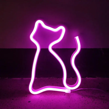 LED Cat Neon Sign cat pink