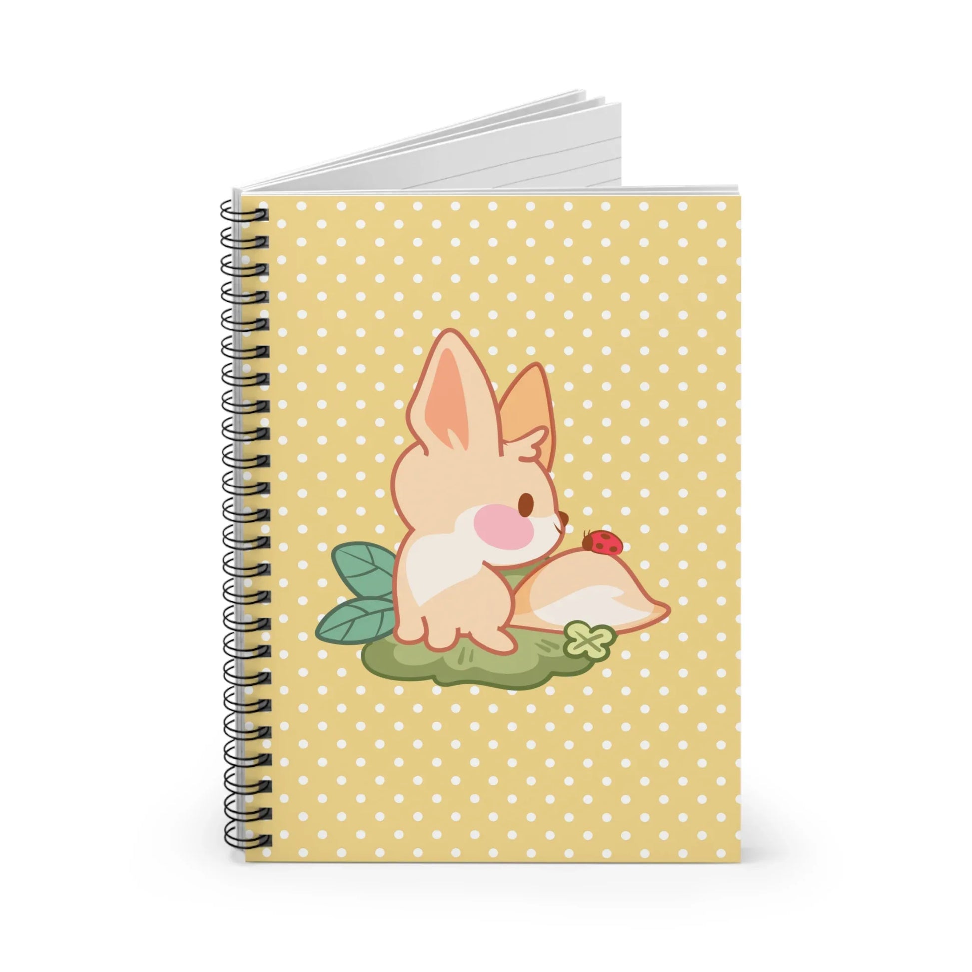 Kawaii Fennec & Ladybug Ruled Journal - Puppy's Aesthetics