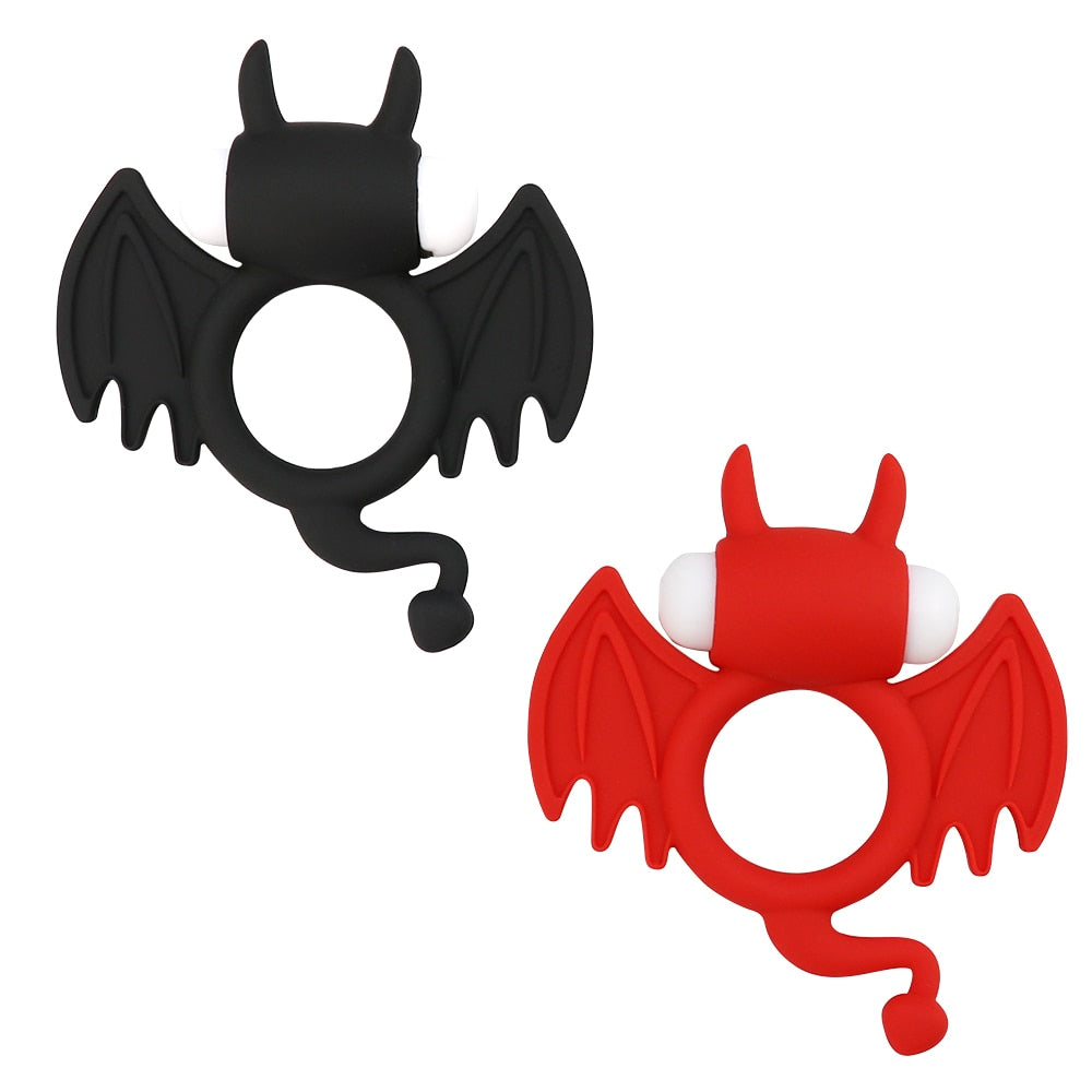 Soft Silicone Devil Wings Dual Vibrating Ring