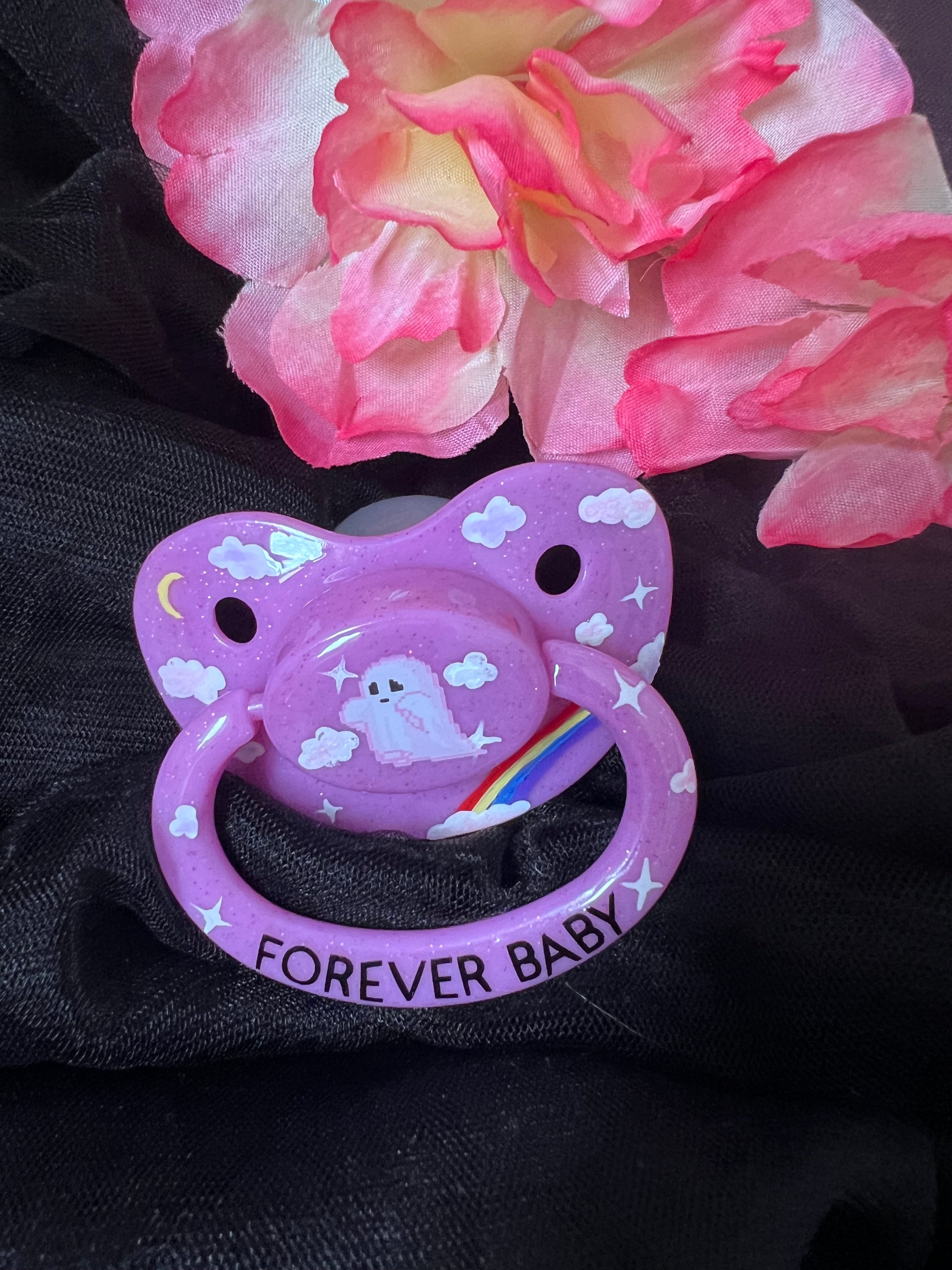 Hand Painted Adult Pacifier - Ghost Forever Baby - Puppy's Aesthetics